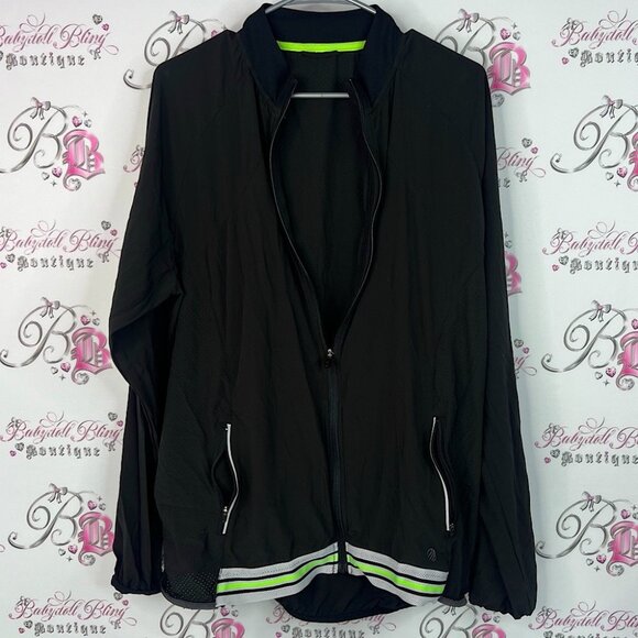 MPG jacket coat zip up stripes logo green grey Black Perforated Jacket - Picture 1 of 11